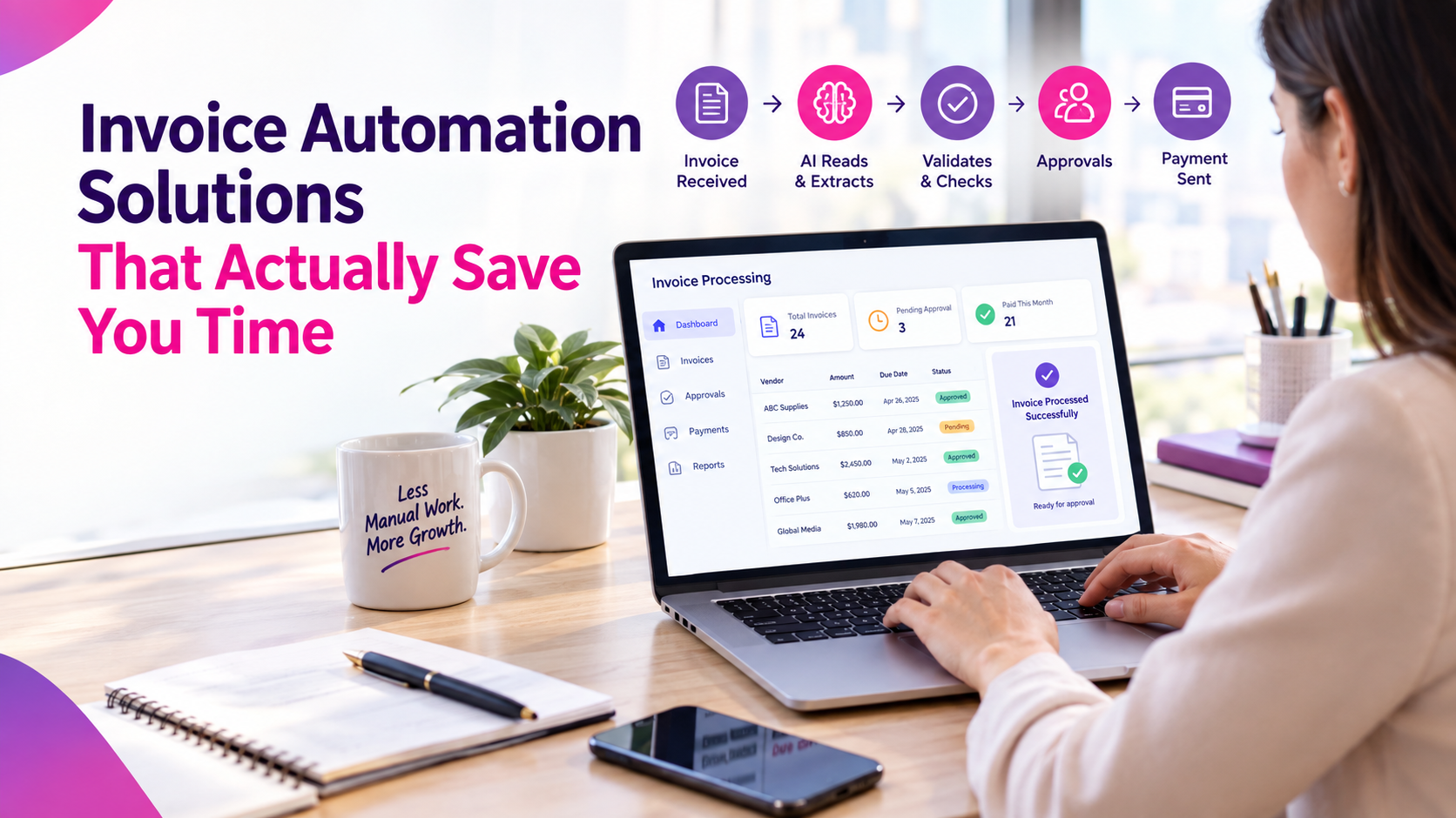 Invoice automation solutions that streamline billing workflows, reduce manual data entry, and save businesses time.