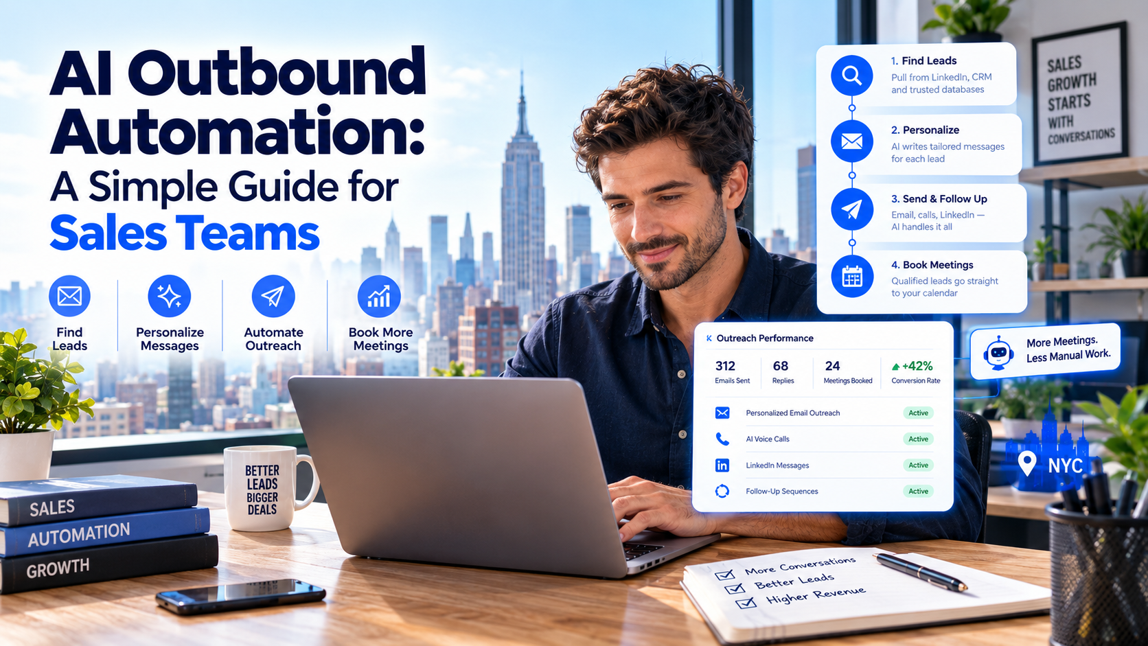 AI outbound automation dashboard for sales team workflows